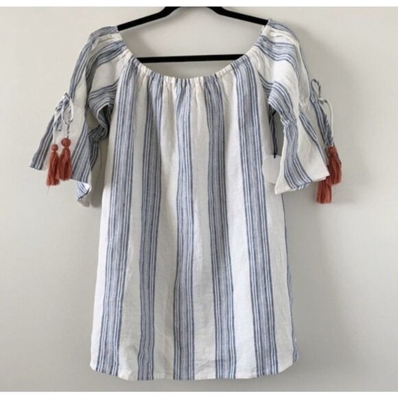 Tularosa Sara Dress Linen Chambray Stripe Size Small NWT - Picture 3 of 8